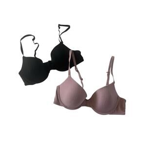 Auden The Everyday T-Shirt Bra LOT Black 32B And Pink 34B #4941